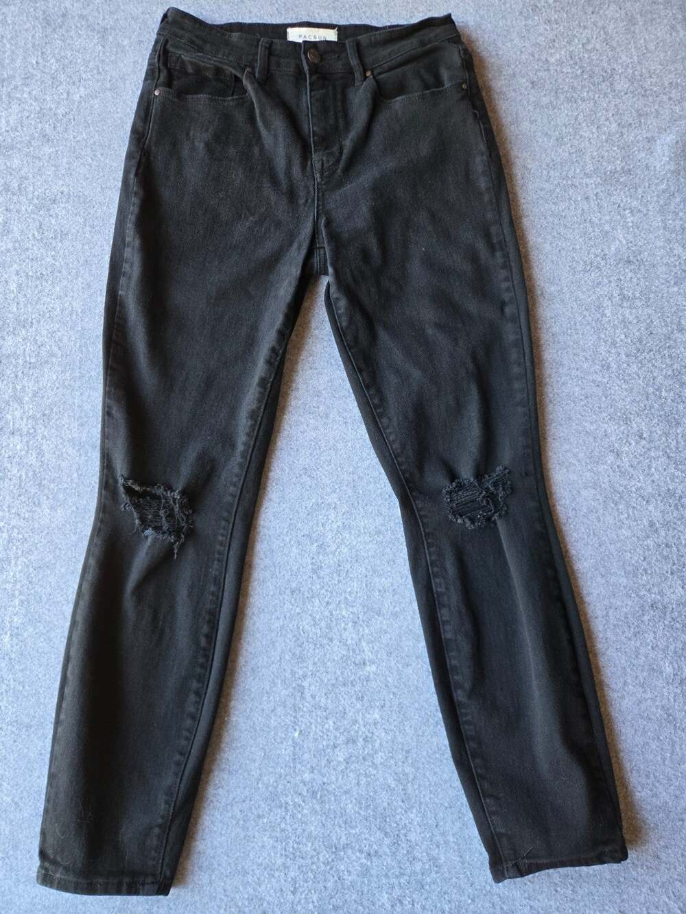 PacSun Women's Jeans High Rise Skinniest Ankle Distressed Black Size 27 (27x26)